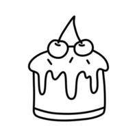 Cupcake mit Kirschen. Vektor-Doodle-Zeichnung. vektor