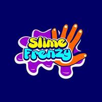 slime frenzy logotyp koncept, rolig flytande spelar logotyp designmall vektor