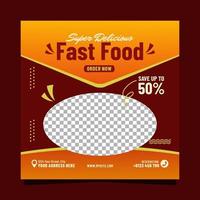 Super leckere Fast-Food-Social-Media-Banner-Post-Vorlage vektor