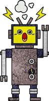 Retro-Grunge-Textur Cartoon kaputter Roboter vektor
