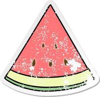 beunruhigter Aufkleber einer schrulligen handgezeichneten Cartoon-Wassermelone vektor