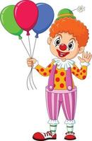 glücklicher clown der karikatur, der bunte luftballons hält