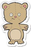 Aufkleber eines Cartoon glücklichen Teddybären vektor