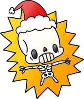 weihnachtsverlaufskarikatur des kawaii skeletts vektor