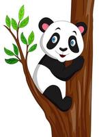 Zeichentrickpanda, der auf einen Baum klettert vektor