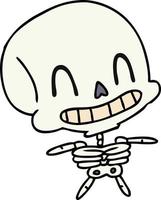 Cartoon des gruseligen Kawaii-Skeletts vektor