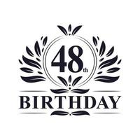 48. Geburtstagslogo, 48 Jahre Geburtstagsfeier. vektor