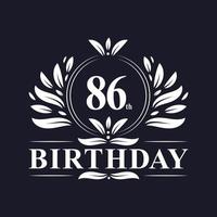 lyxig logotyp för 86-årsdag, 86 års firande. vektor