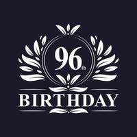 lyxig logotyp för 96-årsdag, 96 års firande. vektor