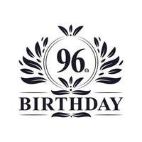 lyxig logotyp för 96-årsdag, 96 års firande. vektor