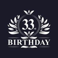 33. Geburtstagslogo, 33 Jahre Geburtstagsfeier. vektor
