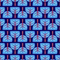 blaues nahtloses muster mit gekritzelbäumen im skandinavischen minimalistischen stil. vektor