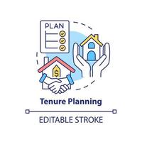 Symbol für das Konzept der Amtszeitplanung. Landnutzungsplanung abstrakte Idee dünne Linie Illustration. finanzielle Regelung. Immobilie. isolierte Umrisszeichnung. editierbarer Strich. vektor