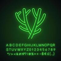 penna kaktus neon ljus ikon. afrikansk ökenväxt. indiska träd spurge. saftig. mjölkbuske. euphorbia tirucalli. glödande tecken med alfabet, siffror och symboler. vektor isolerade illustration