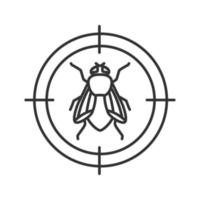 husfluga mål linjär ikon. flygande insektsmedel. tunn linje illustration. kontur symbol. vektor isolerade konturritning