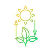 lineares Vektorsymbol für Photosynthese-Gradienten. Lichtenergie in chemische Energie umwandeln. Pflanzen produzieren Sauerstoff. dünne Linie Farbsymbol. Piktogramm im modernen Stil. Vektor isoliert Umrisszeichnung