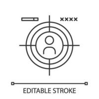 Lineares Symbol für Ego-Shooter. Sport. Shooter-Videospiel. fps. Ich-Perspektive. dünne Liniendarstellung. Kontursymbol. Vektor isoliert Umrisszeichnung. editierbarer Strich