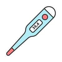 axilläres digitales Thermometer Farbsymbol. Körpertemperatur messen. medizinisches Gerät. elektronisches Thermometer. normale Körpertemperatur auf dem Display. Diagnosegeräte für zu Hause. isolierte vektorillustration vektor