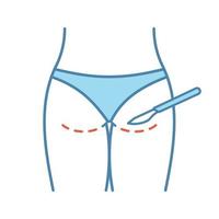 gluteoplastik färgikon. rumpaförstoring och fettsugning. skinlyftsoperation. Plastikkirurgi. isolerade vektor illustration