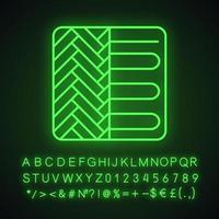 Symbol für Neonlicht der Fußbodenheizung. Fußbodenheizung. Fußbodenheizung. leuchtendes zeichen mit alphabet, zahlen und symbolen. vektor isolierte illustration