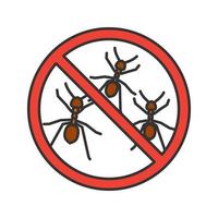 Stoppen Sie das Farbsymbol für Ameisen. Insekten abweisend. Schädlingsbekämpfung. isolierte Vektorillustration vektor