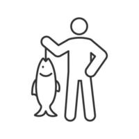 fiskare linjär ikon. tunn linje illustration. fisk fångst. kontur symbol. vektor isolerade konturritning