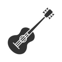 Gitarren-Glyphe-Symbol. Silhouettensymbol. negativer Raum. vektor isolierte illustration