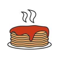 färska pannkakor stack med sylt eller honung färg ikon. isolerade vektor illustration