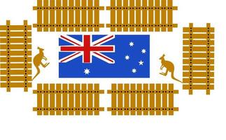 Abbildung Flagge Australien und Känguru. vektor