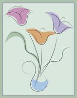 Postkarte mit Blumen. Grafik. stilisiert in Aquarell. vektor