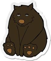 klistermärke av en tecknad olycklig svart björn vektor