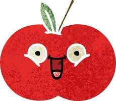 roter Apfel der Retro- Illustrationsartkarikatur vektor