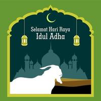 islamisk mall eller bakgrund, glad eid al adha. indonesisk, glad eid mubarak. enkel kvadratisk form. inlägg på sociala medier. illustration koncept. vektor