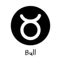 Stier-Logo Das Symbol ist ein Stier auf einem schwarzen Kreis. vektor