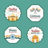 indiska självständighetsdagen sociala medier etikett mall platt tecknad bakgrund vektorillustration vektor