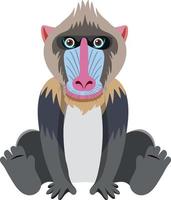 süßer mandrill im flachen stil vektor