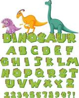 englisches alphabet az mit dinosaurier-zeichentrickfiguren vektor