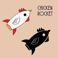 Huhn kombiniert mit Raketenkonzept-Logo vektor