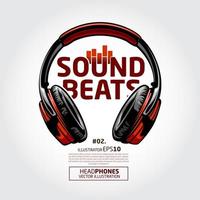 Kopfhörer-Musik-Beat-Vektor-Logo-Vorlage. Sound Beat kann für Party-Logo oder Club und mehr verwendet werden.