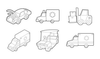 Fahrzeug-Icon-Set, Umrissstil vektor