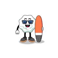Maskottchen-Cartoon von Kaugummi als Surfer vektor
