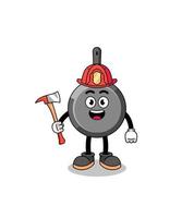 tecknad maskot av stekpanna brandman vektor
