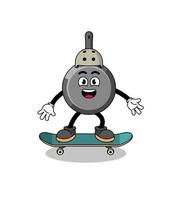 stekpanna maskot spelar en skateboard vektor