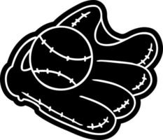 karikaturikonenzeichnung eines baseballs und eines handschuhs vektor