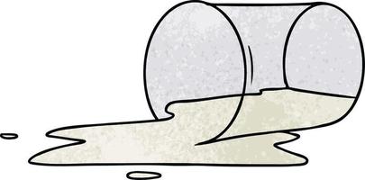 strukturiertes Cartoon-Doodle eines verschütteten Glases vektor