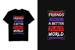 glücklicher freundschaftstag buntes pinseleffekt-t-shirt-design vektor