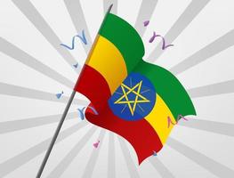 den etiopiska firandet flaggan vajade på en höjd vektor