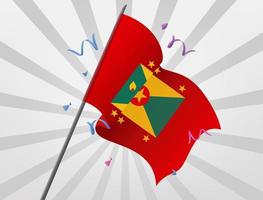 die festliche flagge des landes grenada weht in großer höhe vektor