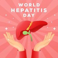 World hepatit day illustration med mänsklig lever och händer vektor