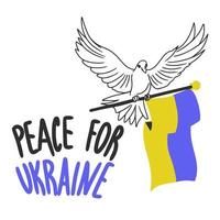 frieden für die ukraine, patriotische symbole, vogeltaube hält die flagge der ukraine, blau, gelb und schwarz vektor